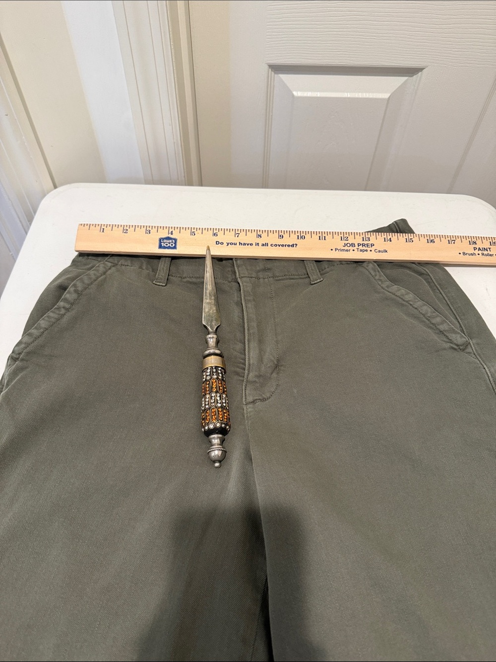 A/E High Rise Trouser Short 11” Inseam Stretch Olive Flat Front Pockets Preppy 8 - Picture 9 of 14
